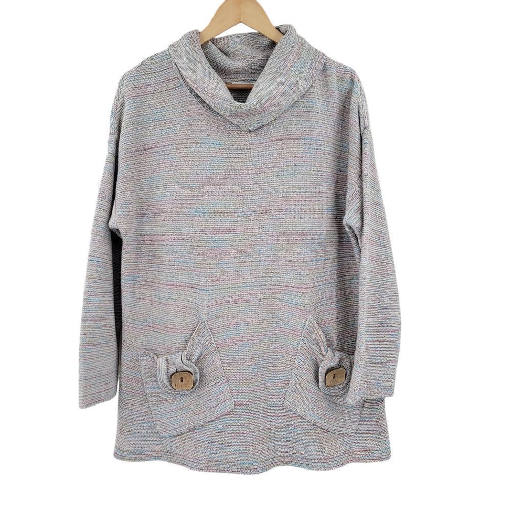 Textures Cotton Cozy Multicolor Women's Sweater Artsy Modest Lagenlook